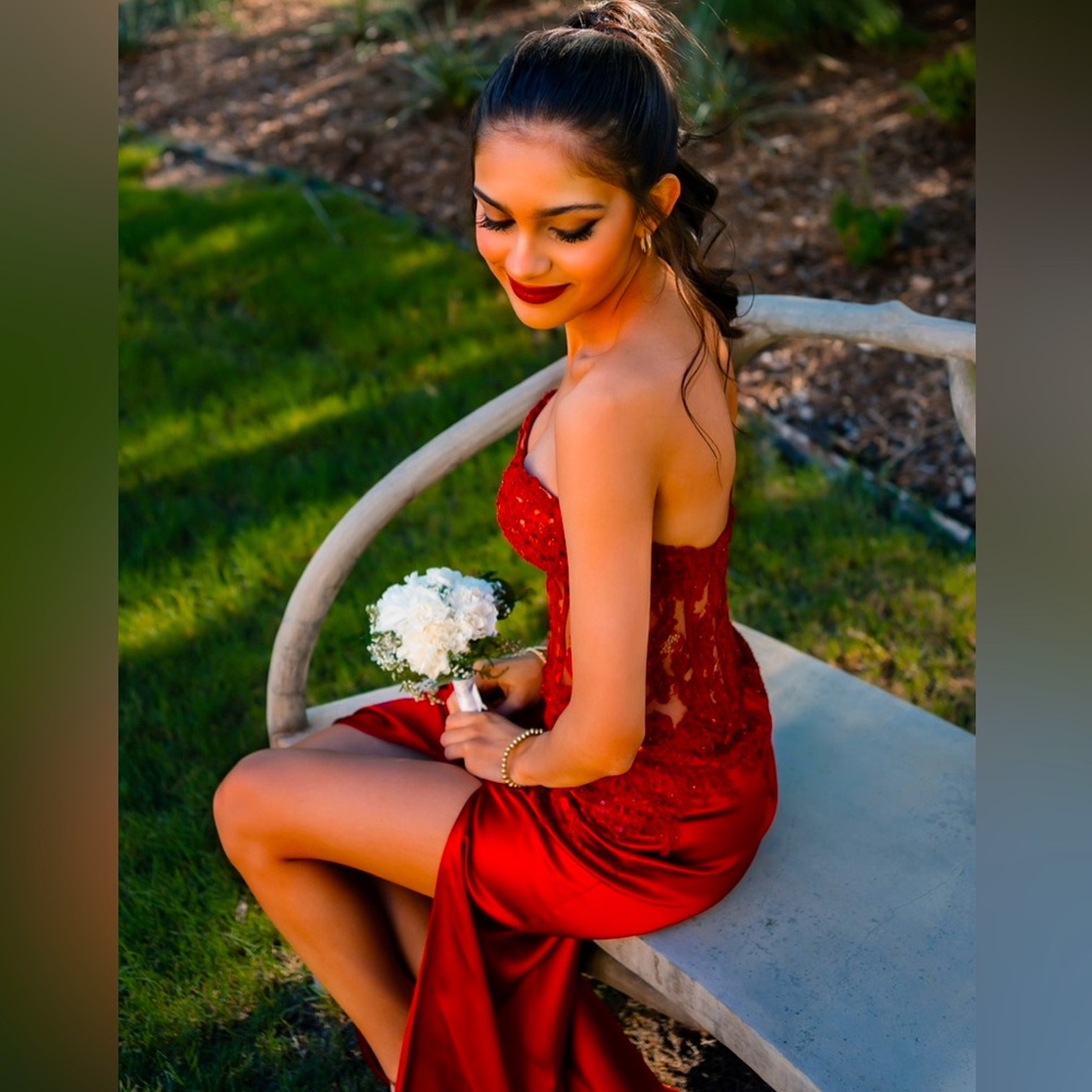SHERRI HILL RED PROM DRESS (WORN ONCE, PERFECT CONDITION) **Price is negotiable*
